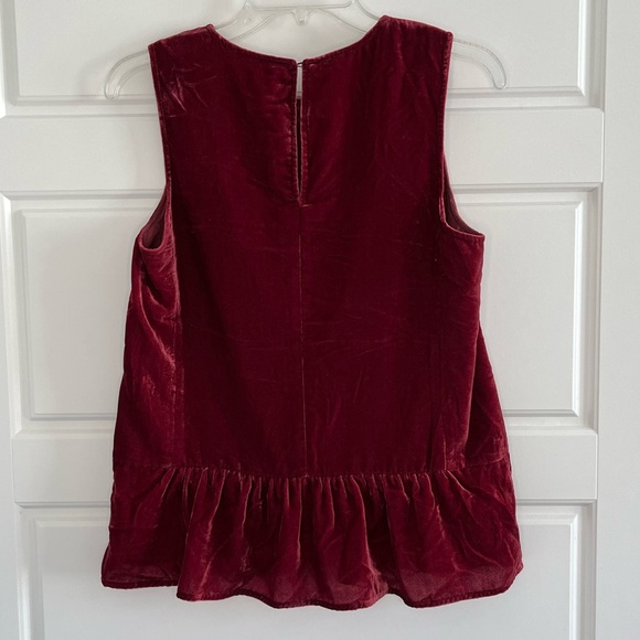 J. Crew Women's Size 4 Sleeveless Crushed
Velvet Red Holiday Top Peplum - Picture 5 of 12